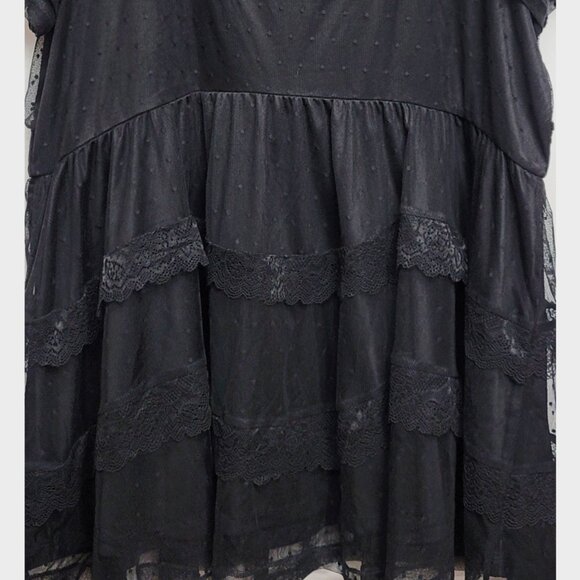 NEW Torrid 2 Black Clip Dot Mesh Flutter Sleeve Babydoll Top 2X 18 20 - Picture 7 of 10